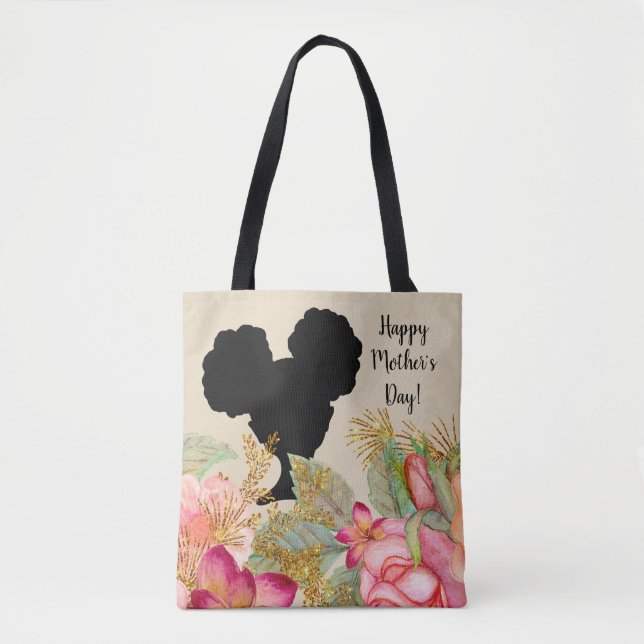Tote Bag Bonne fête des mères | Fille Afro Puffs (Devant)