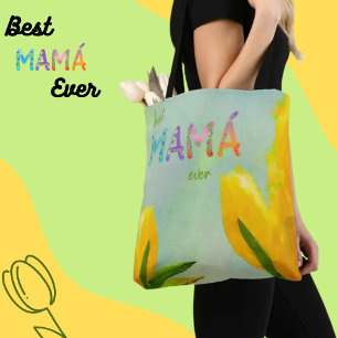Tote Bag Bonne fête des mères Meilleures tulipes jaunes jam