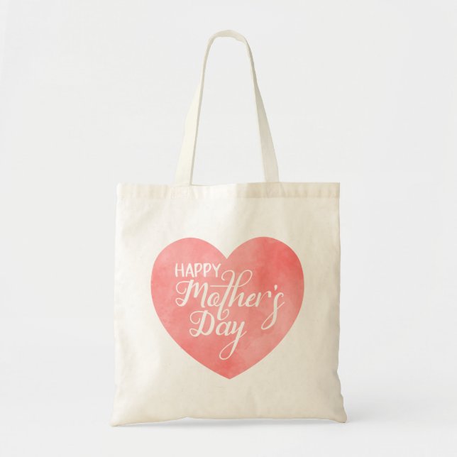 Tote Bag Bonne journée de la mère dans le coeur rose (Devant)