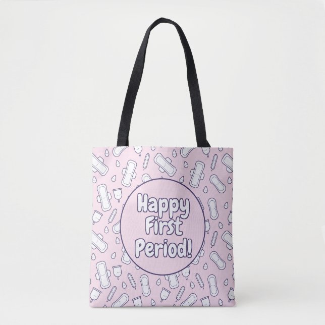 Tote Bag Bonne Première Période Pink Cute Tampon Pad (Devant)