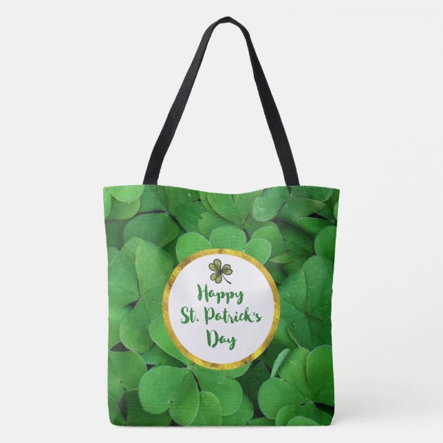 Tote Bag Bonne Saint Patrick avec des Clovers verts (Dos)