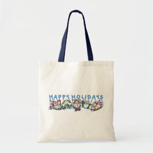 Tote Bag Bonnes fêtes bonhommes de neige de ski