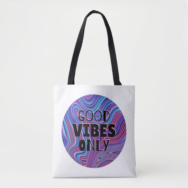 Tote Bag 'Bonnes Vibrations Seulement' Psychédélique Marbré (Devant)