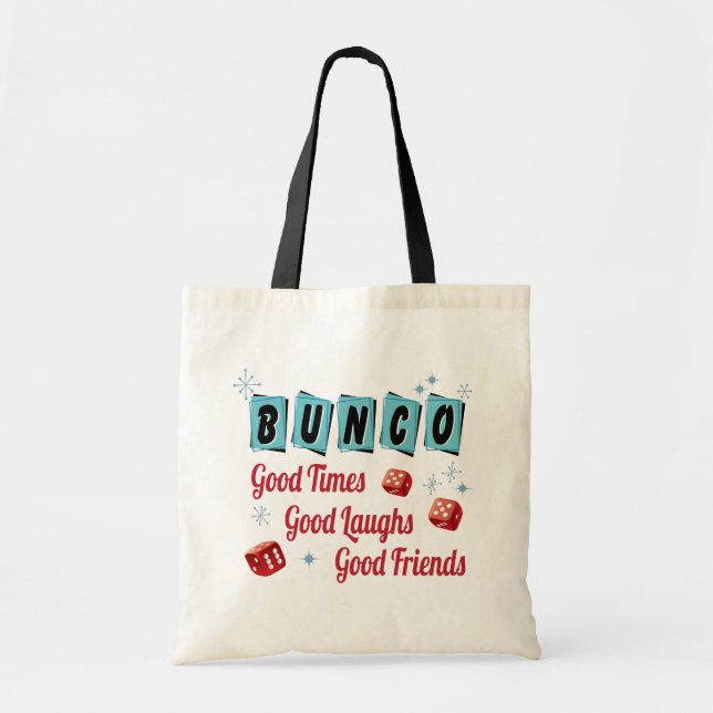 Tote Bag Bons amis de rétros matrices rouges de Bunco (Devant)