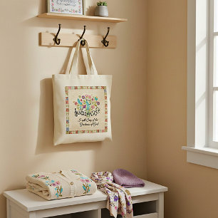 Tote Bag Bonté de Dieu look matelassé floral musique