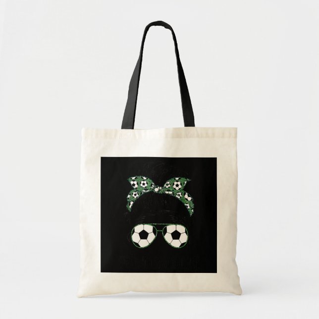 Tote Bag Bonus Maman Vie Soccer Maman Messy Bun Lunettes de (Devant)