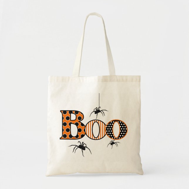 Tote Bag BOO avec Araignées Halloween (Devant)