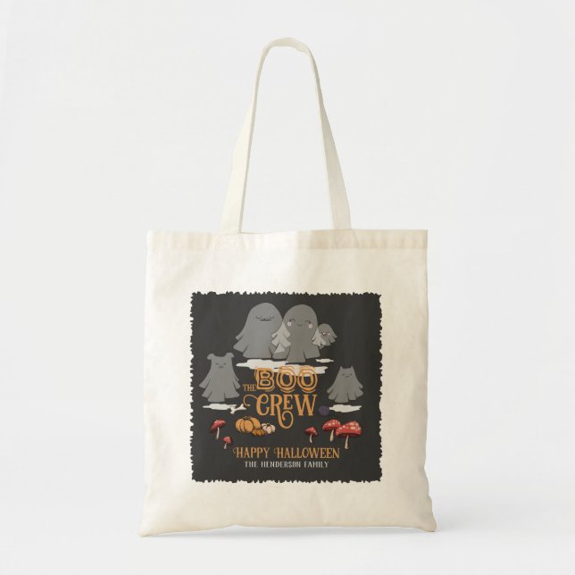 Tote Bag Boo Crew Halloween Nom de famille personnalisé (Devant)