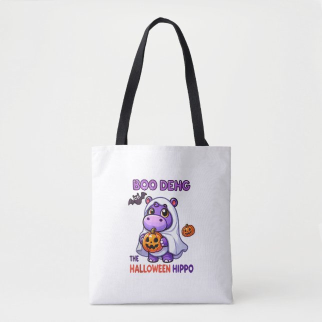 Tote Bag Boo Deng L'Halloween Hippo Cute Bouncy Pig Costu (Devant)
