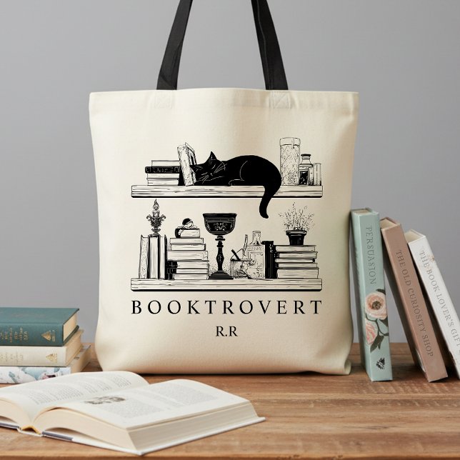 Tote Bag Book Lover's Cozy Academia Booktrovert Monogram (Créateur téléchargé)