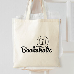 Tote Bag Bookaholic Funny Text Bookworm Book Lover Lecture