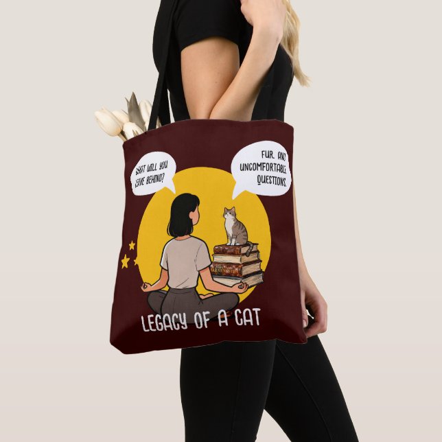 Tote Bag Bookish Cat Lover Intellectual Humor Quote Art (De près)