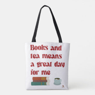 Tote Bag Books Tea Great Day for Me Cosy Reading Life