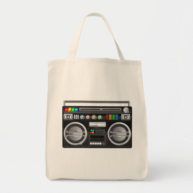 Tote Bag boombox rétro graveur graphique (Devant)