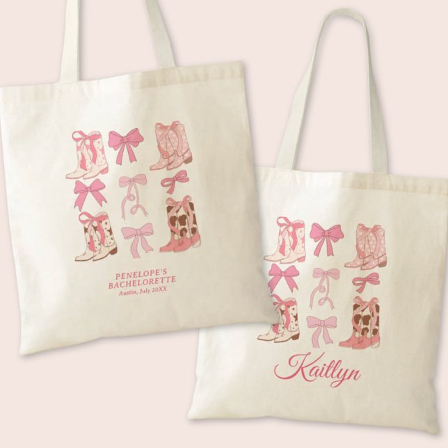 Tote Bag Boots & Bows Pink Cowgirl Coquette Bachelorette (Boots & Bows Pink Cowgirl Coquette Bachelorette Tote Bag
)