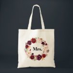 Tote Bag bordeaux fleuri MRS marié<br><div class="desc">design floral et texte</div>