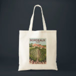 Tote Bag Bordeaux France Vineyard Travel Art Vintage<br><div class="desc">Conception de voyage vectorielle rétro Bordeaux. Bordeaux,  plaque tournante de la célèbre région viticole,  est une ville portuaire sur la Garonne dans le sud-ouest de la France.</div>