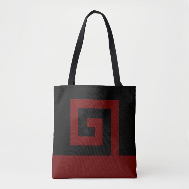 Tote Bag Bordeaux hélicoïdal design abstrait sur fond noir (Devant)