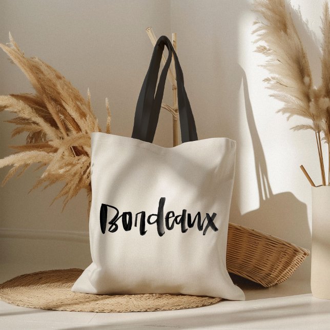 Tote Bag Bordeaux Lettré à la main (Watercolor hand lettered Bordeaux market tote bag.)