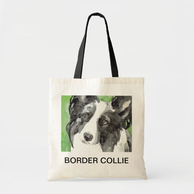 Tote Bag Border Collie Aquarelle (Devant)