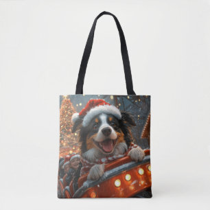 Tote Bag Border Collie Chien Montagnes Russes Noël