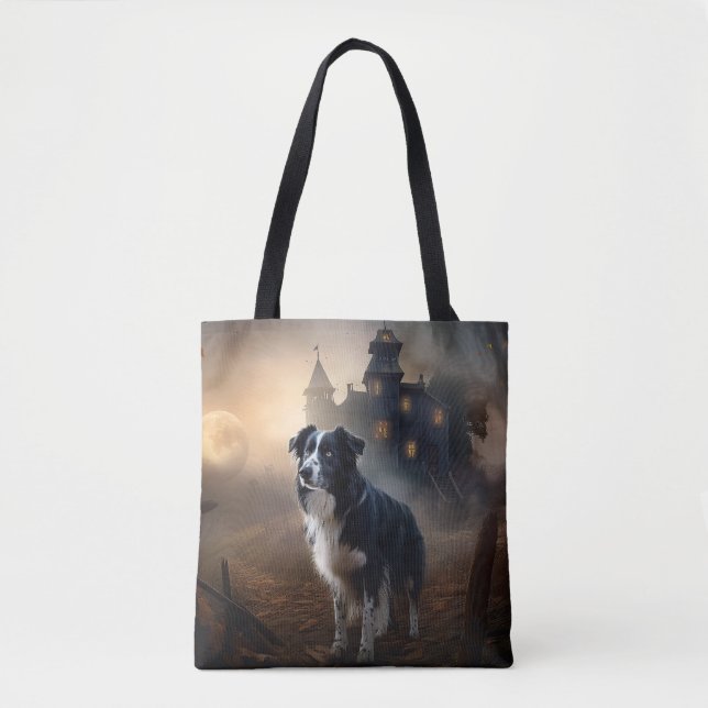 Tote Bag Border Collie Halloween Effrayant  (Devant)