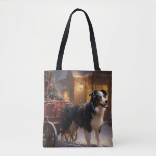 Tote Bag Border Collie Noël Saison Festive