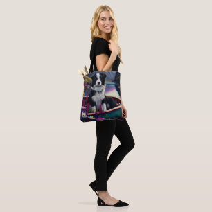 Tote Bag Border Collie sur une pagaie : Une aventure pittor