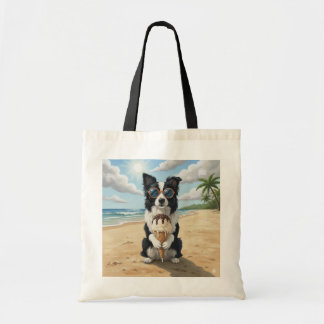 Tote Bag Border Collie tenant un cône de glace