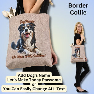 Tote Bag Bordure Collie - Ajouter le nom du chien, modifier