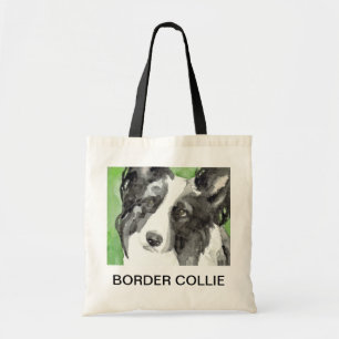 Tote Bag Bordure Collie Aquarelle
