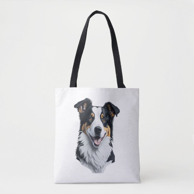 Tote Bag Bordure face Collie (Devant)
