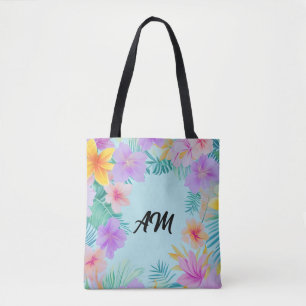 Tote Bag Bordure Florale Tropicale Esthétique d'Été