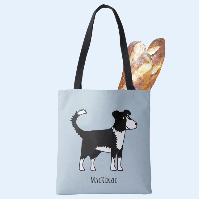 Tote Bag Bordure mignonne galloise Collie Sheepdog Nom pers (Welsh Border Collie Sheepdog personalized name tote bag for dog lovers)
