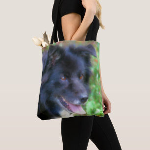 Tote Bag Bordure noire Collie Chien Art peinture photo