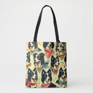 Tote Bag Bordure vintage Collie sans fil