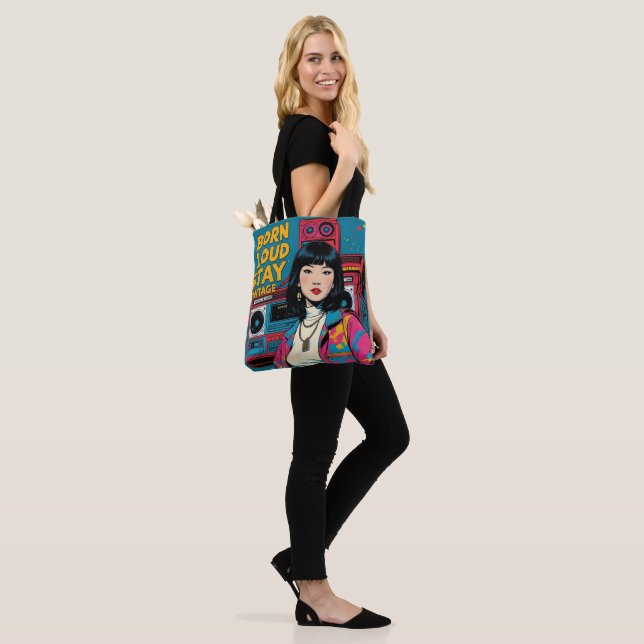 Tote Bag Born Loud Rester Vintage (Sur le modèle)