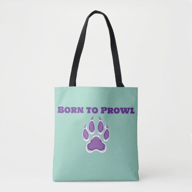 Tote Bag Born to Prowl – Magenta Raccoon Paw  (Devant)