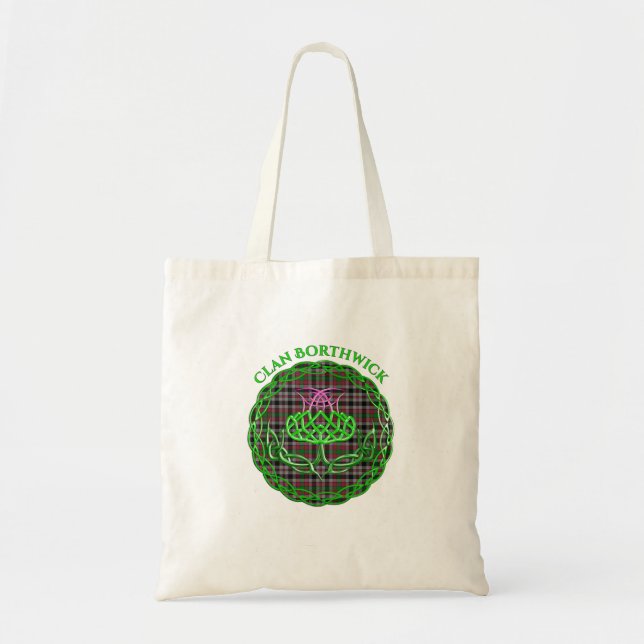 Tote Bag Borthwick Scottish Tartan Celtic Thistle (Devant)