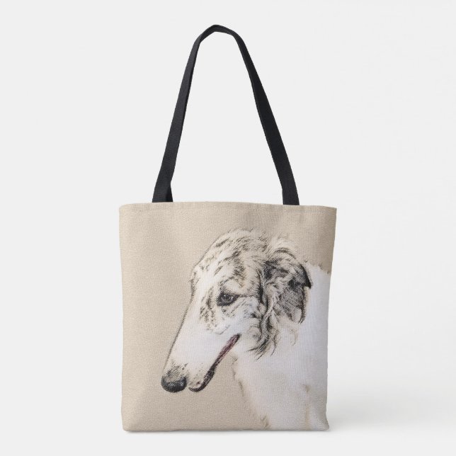 Tote Bag Borzoi (Brindle d'argent) Peinture originale de ch (Dos)