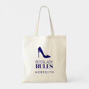 Tote Bag Boss Lady Rules Stiletto Logo Marine