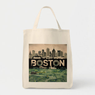 Tote Bag Boston, Boston Massachusetts City Skyline avec car