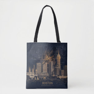 Tote Bag Boston, Boston Massachusetts City Skyline avec car
