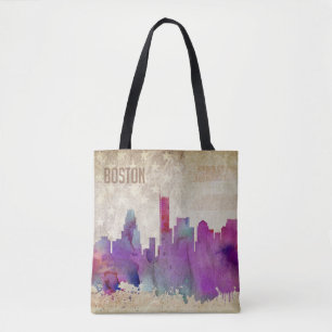 Tote Bag Boston, horizon de ville d'aquarelle de mA