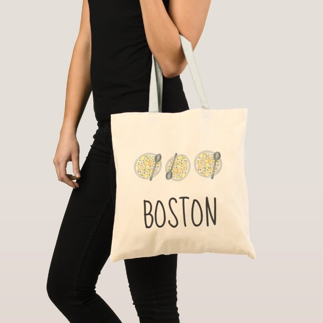 Tote Bag BOSTON Massachusetts Clam Chowder Soupe alimentair (Devant (produit))