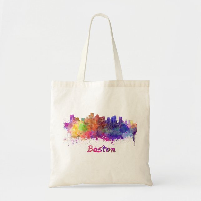 Tote Bag Boston skyline in watercolor (Devant)
