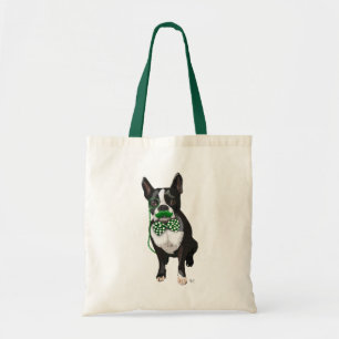 Tote Bag Boston Terrier avec la moustache verte et tacheté