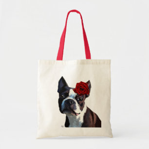 Tote Bag Boston Terrier avec Rose sur Head 2