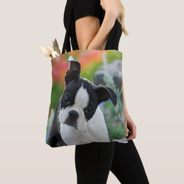 Tote Bag Boston Terrier Chien mignon Portrait de chiot - Sh (De près)