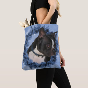Tote Bag Boston Terrier Fleurs Chien Art peinture photo